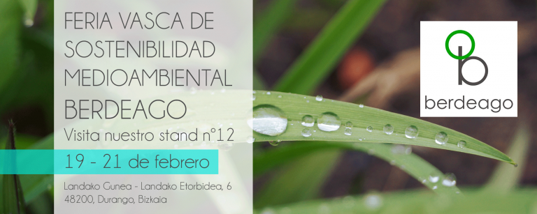 Banner de la feria Berdeago 2016 donde Métrica6 presentó el dispositivo NESS ante los 11.592 visitantes – evento de innovación sostenible en el País Vasco