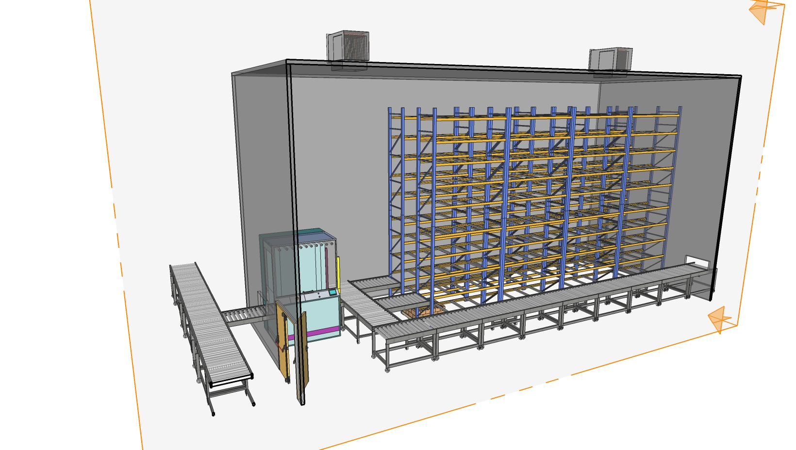 Render 3D de la cámara industrial automatizada de tratamiento de desechos con insectos desarrollada con los nuevos servicios de marcado CE y homologación de Métrica6 en 2019