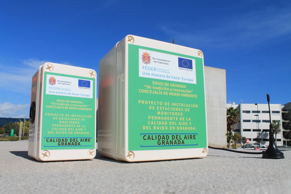 Sensores Citysens del proyecto EDUSI Granada para monitoreo permanente de la calidad del aire y el ruido – dispositivos de I+D+i e ingeniería de producto desarrollados por Métrica6