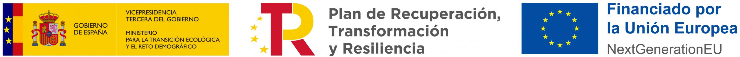 Logos institucionales del proyecto WAISENSE Digital and Blue: Vicepresidencia Tercera, Ministerio para la Transición Ecológica y el Reto Demográfico (MITECO), Plan de Recuperación Transformación y Resiliencia (PRTR) y NextGenerationEU – Unión Europea